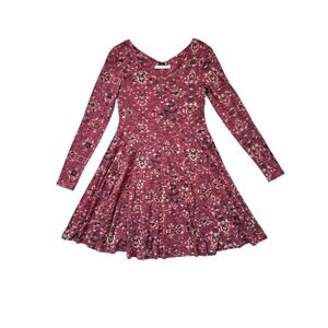Peruvian Connection Persian Swing Dress Womens Small Red Print Long Sleeved